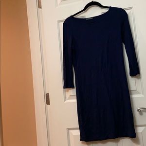 Navy blue knee length quarter sleeve dress